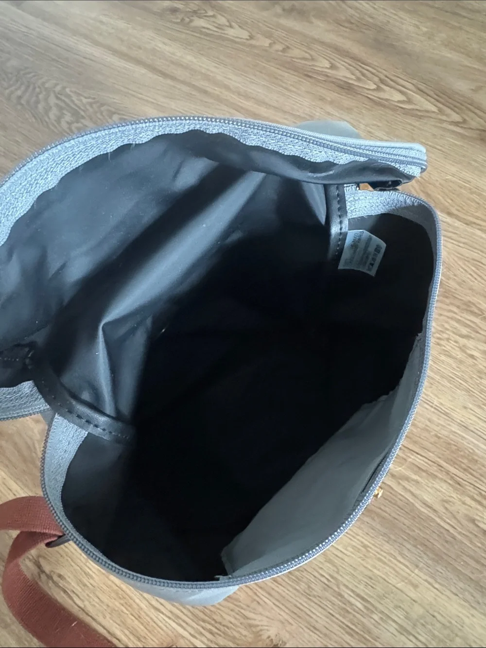 Longchamp Gray Backpack with Brown Leather Flap